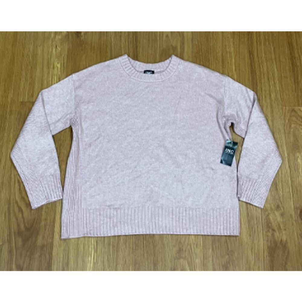 I.N.C.Women's Ribbed-Trim Crewneck Pullover  Pale Mauve S